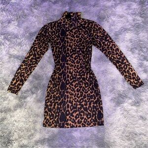 Leopard Animal Cheetah Print High Neck Dress
